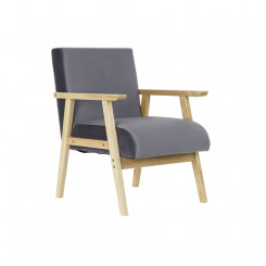 Кресло DKD Home Decor Серый полиэстер Деревянный MDF (62 x 70 x 76 cm)