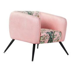 Кресло DKD Home Decor Чёрный Розовый полиэстер Металл павлин (70 x 67 x 71 cm)