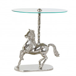 Вспомогательный стол DKD Home Decor Прозрачный Алюминий Стеклянный Серебристый Лошадь (54 x 39 x 57 cm)