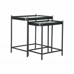 Приставной столик DKD Home Decor Черный Металл Кристалл (2 шт)