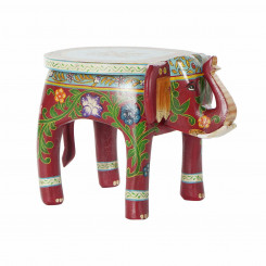 Приставной столик DKD Home Decor Коричневый Разноцветный акрил Слон из дерева манго (45 x 34 x 34 см)