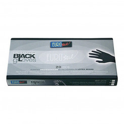 Disposable Gloves Eurostil Guantes Latex Black Medium (20 uds)