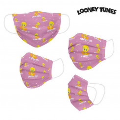Гигиеническая многоразовая тканевая маска Looney Tunes детская розовая