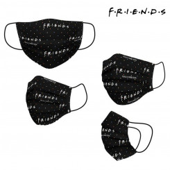 Гигиеническая многоразовая тканевая маска Friends для взрослых, черная
