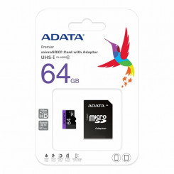Micro SD mälukaart adapteriga Adata CLASS10 64 GB