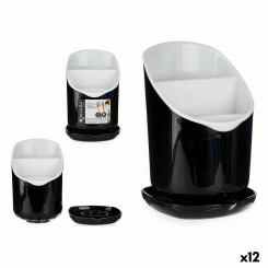 Сушилка для столовых приборов Обеденный костюм Белый Черный Пластик 12 x 19 x 12,5 см (12 шт.)