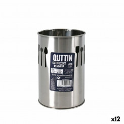container for kitchen utensils Quttin Stainless steel Silver 10 x 15 x 10 cm (12 Units)