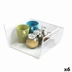 Basket for kitchen shelf Confortime Metal White 24.5 x 25 x 14 cm (6 Units)