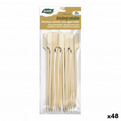 Bamboo toothpicks Algon 13.5 cm Set of 20 Pieces, parts (48 Units)
