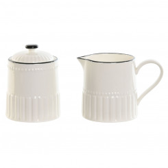 Milk jug and sugar bowl Home ESPRIT White Black Porcelain 250 ml 12 x 7.7 x 8.3 cm 2 Pieces, parts