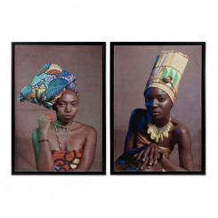 Картина DKD Home Decor Африканское искусство Колониальная африканская женщина (65 x 3,5 x 90 см) (2 шт.)