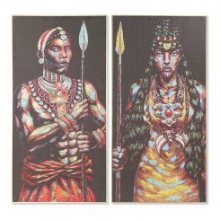 Картина DKD Home Decor S3013719 Холст Африканский мужчина в колониальном стиле (60 x 5 x 120 см) (2 шт.)