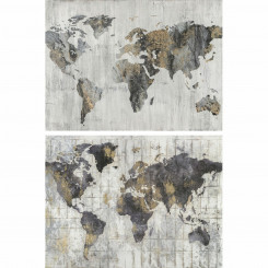 Painting DKD Home Decor World Map (120 x 4 x 90 cm) (2 Units)