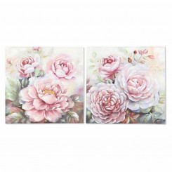Painting DKD Home Decor Flowers (80 x 3 x 80 cm) (2 Units)