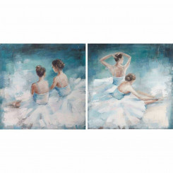 Maali DKD Home Decor 100 x 3,5 x 100 cm Balletitantsija Romantiline (2 ühikut)