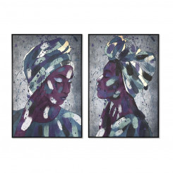 Картина DKD Home Decor 83 x 4,5 x 122,5 см 83 x 4,5 x 123 см Колониальная африканская женщина (2 шт.)
