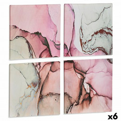 Набор из 4 картин Холст Розовый Мрамор 35 х 7 х 35 см (6 шт.)