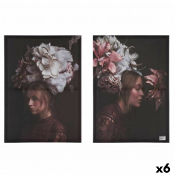 Набор из 2 картин Холст Lady Flowers 70 x 50 x 1,5 см (6 шт.)
