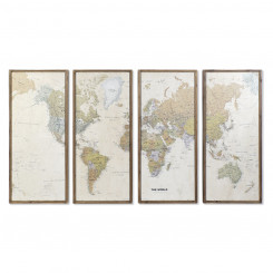 Набор из 4 картин DKD Home Decor Карта мира Винтаж Лофт 200 х 3,5 х 120 см