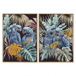 Maalimine Kodu ESPRIT Parrot Tropical Lakitud 50 x 3,5 x 70 cm (2 ühikut)