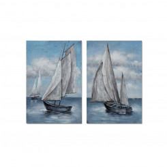 Painting DKD Home Decor 80 x 2.8 x 120 cm Yachts (2 Units)