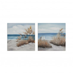 Ткань DKD Home Decor 100 x 2,8 x 100 см Пляж Средиземноморский (2 шт.)