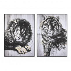 Painting DKD Home Decor 103 x 4.5 x 143 cm Tiger Colonial (2 Units)