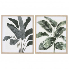 Painting Home ESPRIT Plant leaf Scandinavian 52.8 x 2.5 x 62.8 cm (2 Units)
