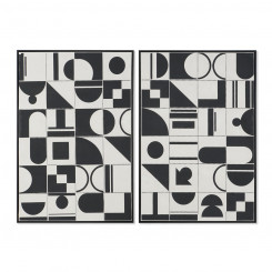 Painting Home ESPRIT White Black Abstract Modern 83 x 4.5 x 123 cm (2 Units)