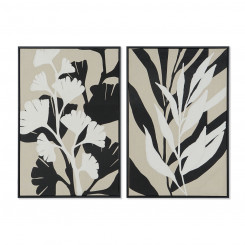 Картина Главная ESPRIT Белый Черный Бежевый Лист растения Город 63 x 4,3 x 93 см (2 шт.)