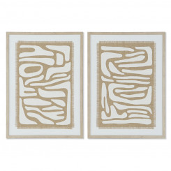 Painting Home ESPRIT White Beige Abstract Scandinavian 52.7 x 2.5 x 72.5 cm (2 Units)