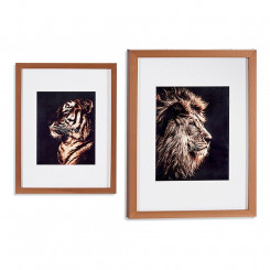 Tiger Lion Crystal pronks puitlaastplaadi maalimine (33 x 3 x 43 cm)