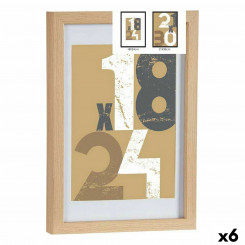 Photo frame 24 x 2.5 x 32.5 cm Natural Glass Wood MDF (6 Units)