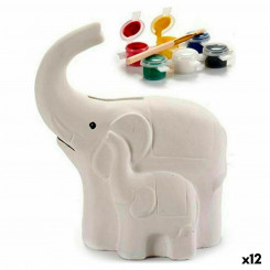 Money box Elephant Ceramic White (8,3 x 14 x 12 cm) (12 Units)