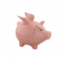Money box DKD Home Decor 16,5 x 11,5 x 15 cm Children's Pig Dolomite Iridescent