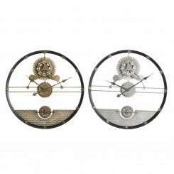 Настенные часы DKD Home Decor Серебро Золотое Железные шестерни (2 шт) (60 x 5 x 60 см)