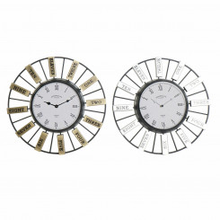 Wall Clock DKD Home Decor Crystal Silver Golden Iron (40 x 6.4 x 40 cm) (2 pcs)