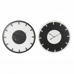 Wall Clock DKD Home Decor Black White MDF Wood (50 x 4.5 x 50 cm) (2 pcs)