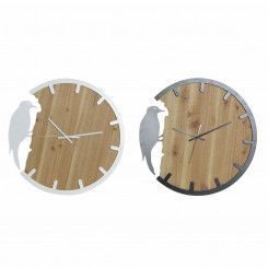 Wall Clock DKD Home Decor Black White Iron Bird MDF Wood (50 x 3.5 x 50 cm) (2 pcs)
