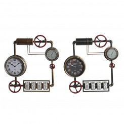 Wall Clock DKD Home Decor Crystal Red Black Golden Iron (57 x 9,5 x 57 cm)