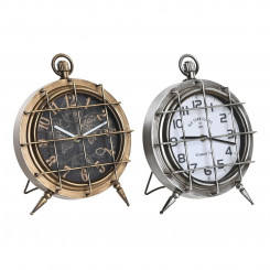 Table clock DKD Home Decor World Map Crystal Silver Black Golden White Iron (22 x 17 x 29 cm) (2 Units)