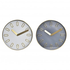Wall Clock DKD Home Decor Crystal Grey Golden Aluminium White (35,5 x 4,2 x 35,5 cm)