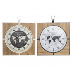 Настенные часы DKD Home Decor Черный МДФ Белый Железо Карта мира (60 х 4,5 х 60 см)
