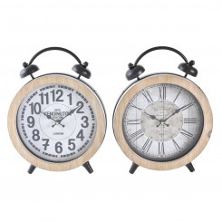 Настольные часы DKD Home Decor Натуральный МДФ Белое железо (25,8 x 8 x 32 см) (2 шт.)