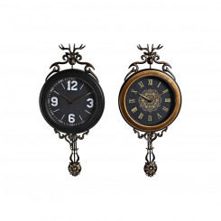 Настенные часы DKD Home Decor Кристалл Черный Золотой Утюг (27 x 7,5 x 57,5 см)