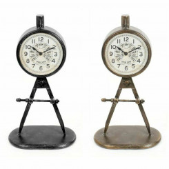 Table clock DKD Home Decor 17 x 8 x 31 cm Black Golden Iron PVC Loft (2 Units)