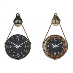 Настенные часы DKD Home Decor 43 x 8 x 71 см Crystal Black Golden Iron (2 шт.)