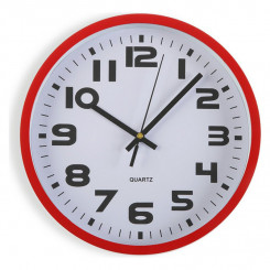 Часы настенные красные пластиковые (3,8 х 25 х 25 см)