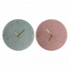 Wall Clock DKD Home Decor 40,5 x 5,5 x 40,5 cm Pink Green (2 Units)