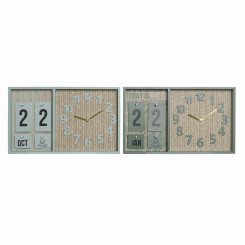 Wall Clock DKD Home Decor Green polypropylene Tropical MDF Wood 40 x 5 x 24 cm (2 Units)